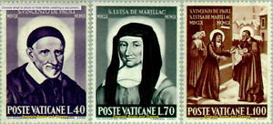 EBS Vatican City 1960 - Vincent de Paul & Louise de Marillac - 295-297 - MNH**
