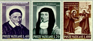 EBS Vatican City 1960 - Vincent de Paul & Louise de Marillac - 295-297 - MNH** - Picture 1 of 4