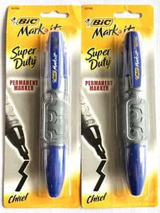 2 Bic Mark It SUPER DUTY AZUL Marcador Permanente Agarre It XL PUNTA DE CINCEL NOS 33742 - Imagen 1 de 4