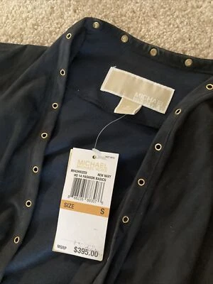 NWT Michael Kors New Navy Grommet Goat Suede Draped Vest S Small $395 - Image 1 of 4