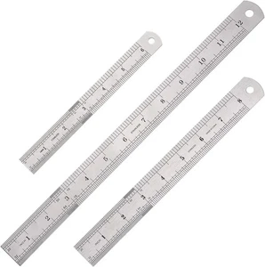 Stainless Steel Metal Ruler with Inch and Metric Machinist Ruler 3pcs/Set - Picture 1 of 6