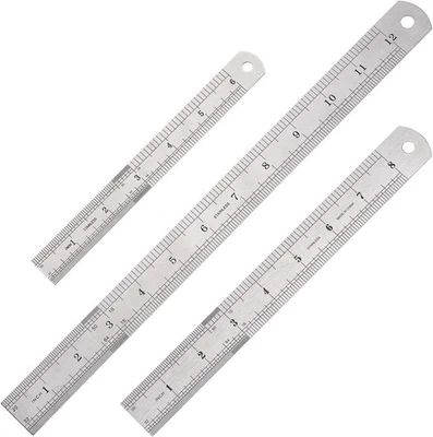 Stainless Steel Metal Ruler with Inch and Metric Machinist Ruler 3pcs/Set - Image 1 of 4