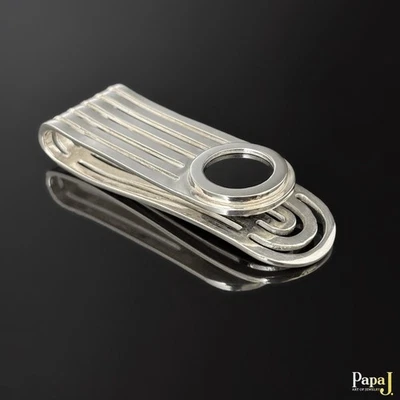 Handmade Sterling Silver 925 Money Clip | Black Agate Gemstone, Gift for Him - Image 1 of 4