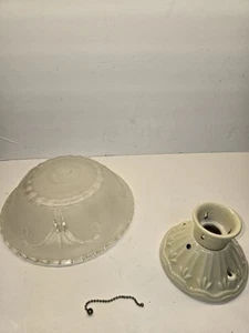VNT 40s50s 2Art Deco Off White Porcelier Porcelain Light Flush Ceiling Fixture - Picture 1 of 14