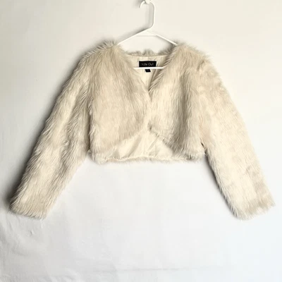 Nite Out Piel Sintética Glam Mob Esposa Peluda Crema Recortada Penny Lane Bolero Encogerse de hombros L Foto 1 de 4