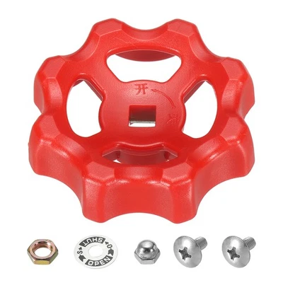 Outside Faucet Handle Square Stem Hole 7x7mm ABS Wheel Handle Red - Image 1 of 4