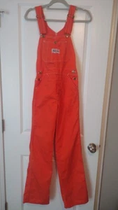 Vtg 60’s/70’s LIBERTY Bright Orange Overalls USA Made Sz 27 33” Inseam CLEMSON - Picture 1 of 6