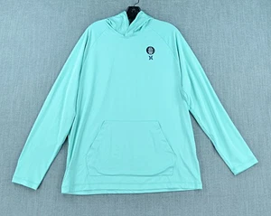 Hurley Hoodie Men's L Turquoise Performance UPF 50 Quick Dry Hooded Pullover NEW - Picture 1 of 10