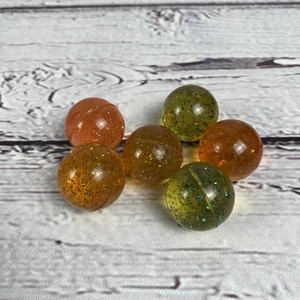Vintage Bouncy Rubber Balls Clear Glitter 1 Inch Size Lot of 6 - Picture 1 of 4