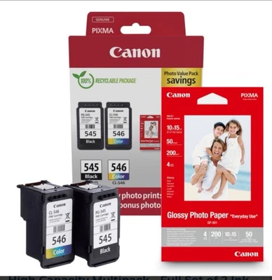 Canon PG-545/CL-546 Multipack - 2 Ink Cartridges & Photo Paper Pixma - VAT REG - Image 1 of 3