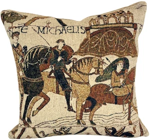 BAYEUX ST MICHAELS MOUNT BATTLE OF HASTINGS 17" BELGIAN TAPESTRY CUSHION COVER - Picture 1 of 3