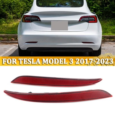 FIT For Tesla Model 3 Rear Bumper Reflector Pair Light 1077407-00-F 1077406-00-F Foto 1 de 4