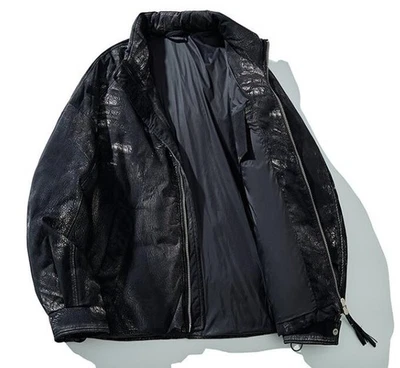 Punk Men Stand collar Zipper Coat Short Jacket Duck down Boy Outwear Winter - Image 1 of 4