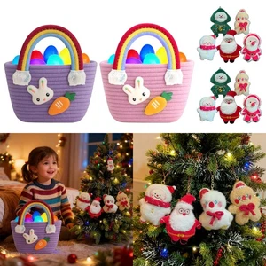 LED Light-Up Egg Gift Basket Kids Christmas Holiday Gift Cute Plush Toy Pendant - Picture 1 of 25