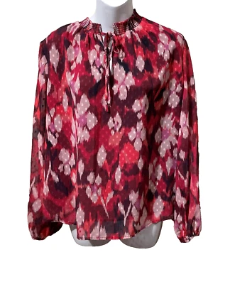 Blusa Tribal Jeans Feminina PL Pulôver Flowy Túnica Top Ameixa Vermelha Floral NOVO - Imagem 1 de 4