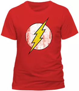 Offizielles DC Comics The Flash T-Shirt Distressed Logo rot Sheldon Urknall Theorie - Bild 1 von 2