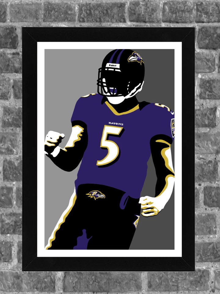 Baltimore Ravens Joe Flacco Portrait Sports Print Art 11x17 Foto 1 de 1
