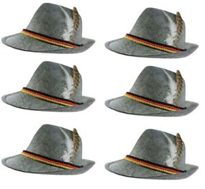 Adult German Oktoberfest Alpine Bavarian Tyrolean Costume Hat Feather 6 Pack