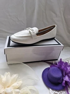 New white faux leather loafers size 4 37 - Picture 1 of 5