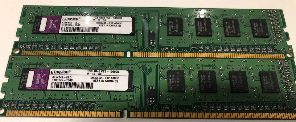 Kingston Memory Desktop 2GB (2*1GB) KTW149-ELD 1 GB PC3 – 10600U - Image 1 of 1