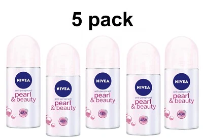 5 x  Womens roll-on deodorant NIVEA PEARL&BEAUTY  1.7 fl.oz / 50 ml - Image 1 of 2