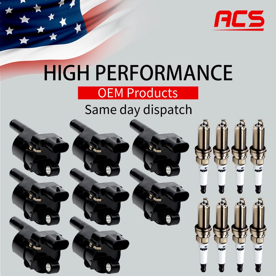 Bobina de ignição 8X OEM e 8X velas de ignição de irídio para Chevy Silverado 1500 GMC UF414 - Imagem 1 de 4