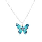Butterfly Necklace Pendant Real Leaf Silver Plated Jewelry Gift Various Colours