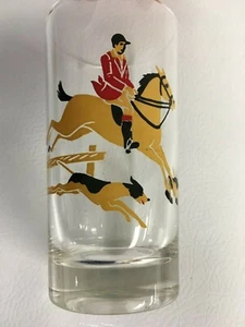 VINTAGE GLASS W/ HORSE & RIDER~ EQUESTRIAN RIDING ~HOUNDS~HOUND DOGS~FOX HUNTING - Picture 1 of 5