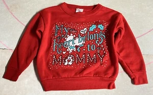 Vintage My Heart Belongs To Mommy Bear Sweatshirt Kids Size 3T Acrylic USA Red - Picture 1 of 8