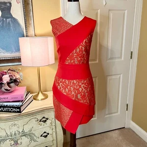 EEUC BCBGMAXAZRIA Dalia Dress in Bright Poppy Red Size 2 - Picture 1 of 6