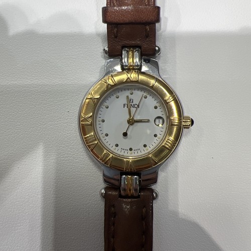 Orologio Autentico Fendi 900L Quarzo Bicolore Acciaio Quadrante Bianco Lunetta Romana