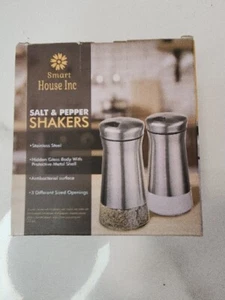 Salt & Pepper Shakers Set Adjustable Pour Holes - Durable Stainless Steel Glass - Picture 1 of 5