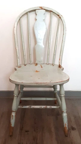 Vintage rustic chair with chippy light green paint Cover