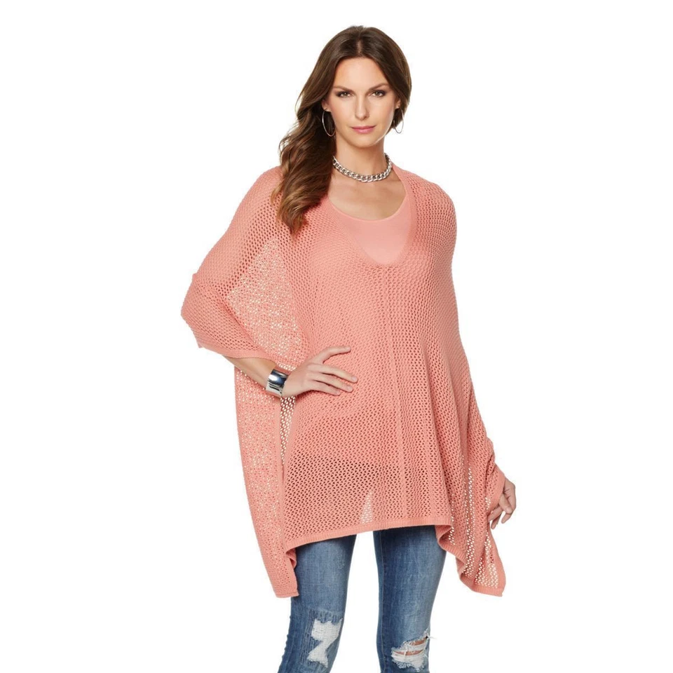 NENE by NeNe Leakes Crochet Poncho in Terra Cotta, Small - Imagem 1 de 1
