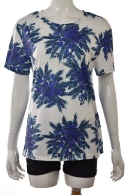 Некоторые дни Lovin верхний размер XS белый синий цветочный вязаная рубашка с коротким рукавом повседневный - Изображение 1 из 4