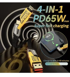 4in1 USB Type-C Cable 4ft Data Cord Super Fast Charging Cable For iPhone Samsung - Picture 1 of 4