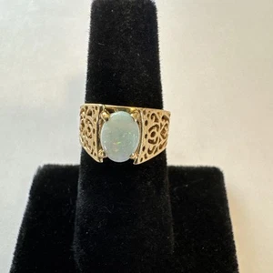 Vintage 14k Yellow Gold Oval Opal Ring - Picture 1 of 9