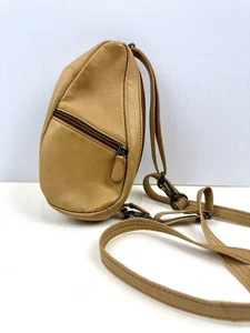Vintage LL Bean AmeriBag Mini Sling Bag Leather Wristlet or Crossbody Tan - Picture 1 of 9