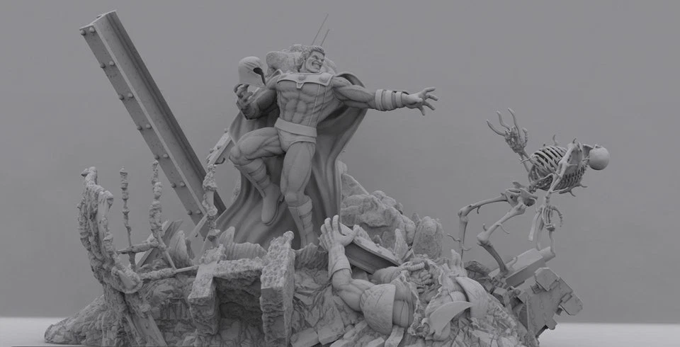 Kit Modelo Estatua Escultura Resina Magneto vs Wolverine Sin Pintar/Sin Montar Foto 1 de 1