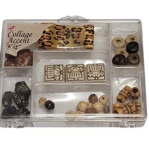 WT Collage Accent Kit Tribal African 44 Pc Beads Ribbon Elephant Mask Crafts - Picture 1 of 3