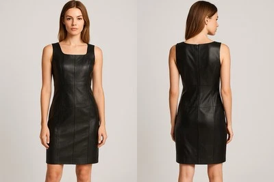 Vestido Spenser Jeremy Negro 100% Cuero Cordero Talla 8 Sin Mangas Bodycon Funda Foto 1 de 4