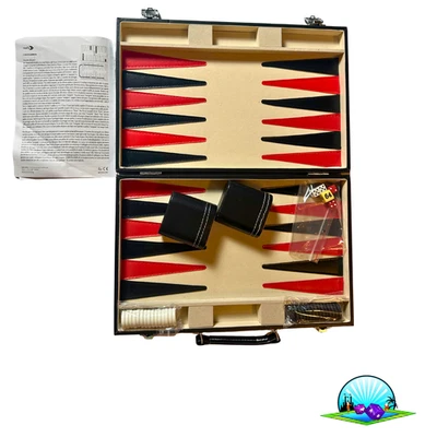 Backgammon Kunstleder-Koffer -Rot schwarz  36 x 27 cm geschlossen Simba - Vollst - Bild 1 von 4