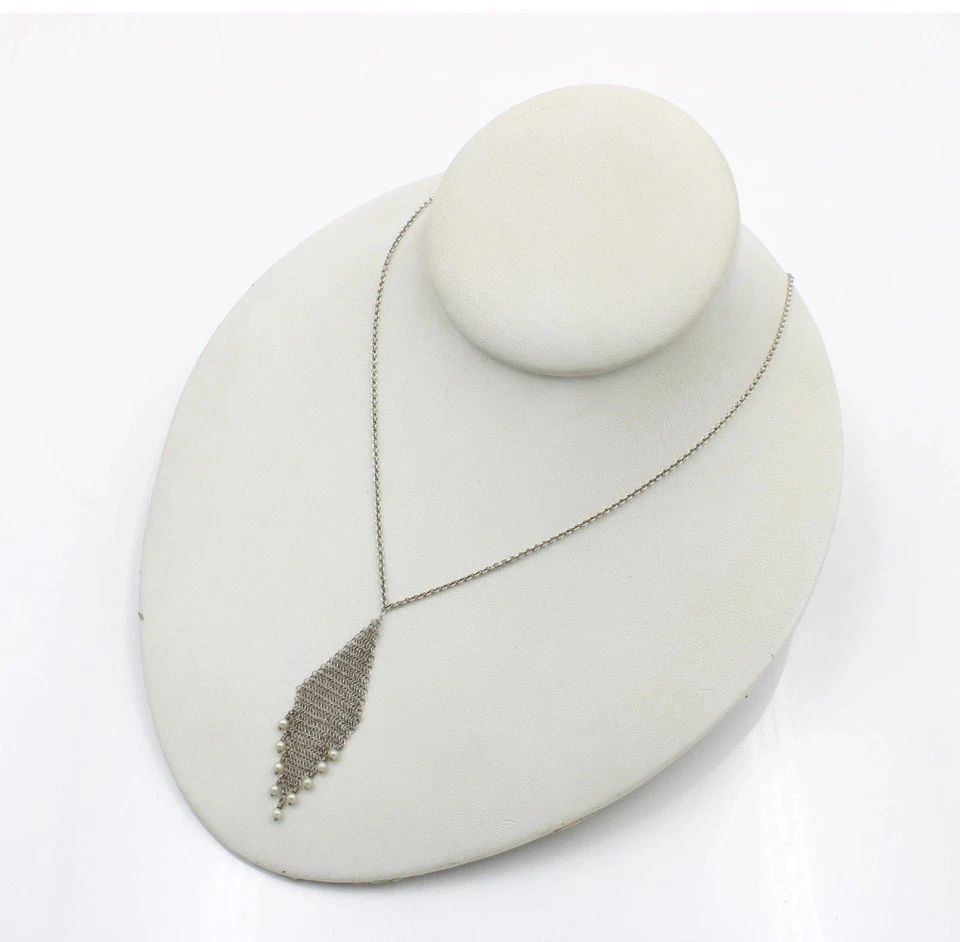 Tiffany & Co.  Elsa Peretti Mesh Fringe Pearl Necklace, Tiffany Mesh Necklace - Image 1 of 4