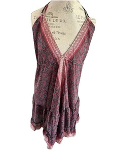 Mt Collection SILK dress women's one size bohemian flowy tiered beachy luxury  - Picture 1 of 15