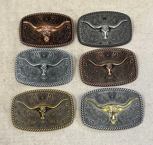 Hebilla de cinturón Itera Western Longhorn Bull hebillas grandes de rodeo para hombres y mujeres - Imagen 1 de 19