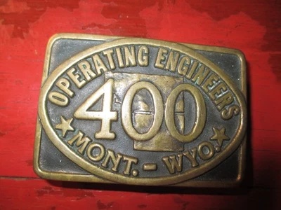 1978 Operating Engineers 100 Mont WYO fivela de cinto de latão maciço feita à mão - Imagem 1 de 2