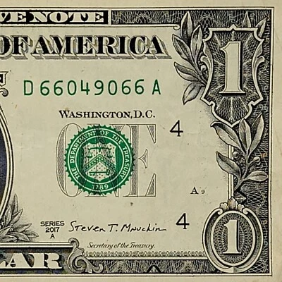 Super Rader Bookends Fancy Serial Number One Dollar D66049066A Four of a Kind 6s - Image 1 of 4