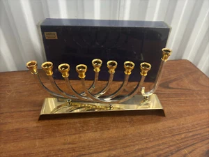 Vintage Mid Century Wainberg Silber und 24K vergoldet Menora in Box - Bild 1 von 8