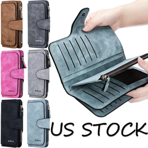 Women Lady Soft Leather Wallet Long Hasp Clutch Multi Card Holder Purse Handbag - Picture 1 of 43