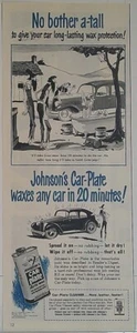 1952     Johnson Car-Plate Waxes any car in 20 minutes    Magazine Print Ad - Picture 1 of 1